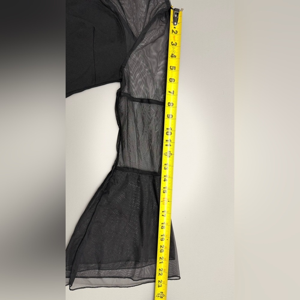 Black Sheer Mesh Collar Dress Women Size M Polyester Spandex Fit & Flare - Picture 14 of 14